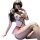Woman wearing manny night lingerie sheer bodysuit with push-up cups, open-crotch design, and pink tulle skirt.