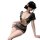 Woman modeling manny night plus size lace sheer secretary costume set, a sexy three-piece lingerie outfit for role play and d...