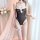 Sexy bunny girl bodysuit with sheer design, lace details, and pom-poms. perfect for small busts.