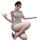 A woman poses in a silver lace bodysuit, featuring a sheer design and plunging neckline, perfect for club wear or evening ele...