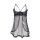 Seductive sheer lace camisole sleep dress featuring adjustable ties, delicate mesh fabric, and intricate lace detailing for a...