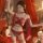 Woman modeling manny qing red sheer lace bralette set, a sensual hanfu-inspired sleepwear with delicate straps and floral bac...
