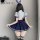 Mannyan cute bunny girl jk uniform set - sexy sweet school skirt & suspender outfit for women, featuring a navy pleated skirt...