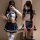 A stylish japanese jk outfit featuring a cute sailor top with a bow tie and pleated skirt, perfect for a flirty cherry-blosso...