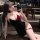 A woman poses in a stylish black and red dress featuring a low-cut design, high-waisted slit, and a bow detail on the thigh, ...