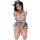 Mannyan japanese maid costume set - sexy ruffled off-shoulder corset with high slit skirt, no-remove lingerie outfit