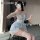 Woman wearing mannyan sensual lace babydoll dress - sheer mesh princess nightgown with ruffled skirt and maid-inspired design...