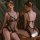 Woman modeling mannyan sheer polka dot lace bodysuit with butterfly details, pearl beading, and open-crotch design.