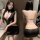 Mannyan sexy deep v sleepwear set - womens halter neck short skirt nightclub outfit, secretary style lingerie