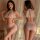 Sheer off-shoulder bodysuit with high-waisted mini skirt. mannyan sexy lace set for women shown front and back view in soft l...
