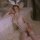 Woman wearing mannyan sexy lace bodysuit, a sheer mesh open-crotch bunny costume with fishnet stockings and lace details.