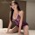 Woman wearing mannyan purple lace sheer bodycon sleep dress with halter neck and backless design, perfect for date night.