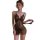 Woman wearing mannyan sexy lace sleep dress – sheer mesh nightgown with open-crotch, cut-outs & adjustable straps.