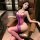 Woman wearing mannyan sexy lingerie - purple lace open-crotch bodysuit with underwire, sheer mesh camisole & adjustable strap...