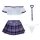 Mannyan sexy schoolgirl jk skirt set featuring a plaid skirt, off-shoulder crop top, tie, and thong, perfect for a bold schoo...