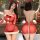 Mannyan sexy new year lingerie set - sheer bodycon dress with strapless bodice for women, festive design featuring reindeer e...