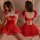 Mannyan sexy new year lingerie set - sparkling mesh halter dress with adjustable ties for women, featuring festive red design...