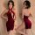 Sexy velvet chinese-style qipao with lace-up front & high slit, perfect for festive occasions