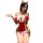 Mannyan new year lingerie set - red sexy bodysuit with lace cutouts & tied waist sleep dress