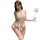 Sexy sheer lace bodysuit with open-crotch design and low-neck straps, perfect for festive occasions.