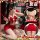 Mannyan new year lingerie set - sexy sleeveless bodysuit with bow & skirt, christmas costume outfit featuring festive design ...