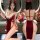 Sexy velvet deep v-neck robe dress with satin ties, festive holiday-themed nightwear featuring reindeer antlers and fluffy ac...
