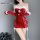 Mannyan new year sexy bodysuit set - christmas bunny girl costume with fuzzy mini skirt & bodycon dress