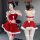 Sexy reindeer-themed christmas costume featuring a red velvet two-piece set with white fur trim, perfect for festive occasion...