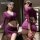 Mannyan yujie purple sheer mesh bodycon dress with deep v neckline and lace trim, sexy lingerie outfit shown front and back v...
