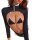 Woman wearing mannye qing lace cut-out lingerie set with open-crotch design, featuring a seductive uniform-style outfit for i...