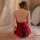 Sexy red lace deep v push-up retro qipao style uniform outfit, elegant design with sheer fabric details, perfect for intimate...