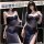 Mannye qing sensual lingerie dress: sheer mesh slip with deep slit and plunge bustier, featuring heart-shaped embellishments.