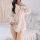 Soft sheer satin dress with long sleeves, elegant design, perfect for lounging. backless style adds allure. ideal nightwear f...