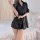Mannye qing sheer seductive shirt dress - pure & tempting backless lounge nightwear for women, elegant black sheer design wit...