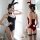 Sexy mannyqing bunny costume set featuring lace bodysuit with built-in pads, garter belt, and open-crotch design for adults.