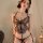 Woman wearing mannyqing butterfly sheer lace bralette & panty set - elegant black lingerie with floral details and delicate s...