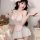 Sexy bunny-ear cat maid costume set featuring a cute sleep dress with lace details and pink accents, perfect for roleplay out...