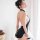 Elegant vintage cheongsam sleepwear set featuring high-slit backless design, mandarin collar, and frog closures for a classic...