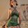 Sexy mannyqing fairy green snake cheongsam cosplay dress with stand-up collar, sheer mesh bodycon design, perfect for cosplay...