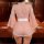 A woman wears a pink mannyqing japanese-inspired bunny-themed lingerie set, featuring a kimono-style robe with bell sleeves a...