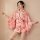Elegant pink floral design, deep v neckline, cherry blossom print, soft fabric, perfect for sleepwear or loungewear.