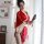 Elegant red japanese kimono with floral patterns, perfect for women seeking a sexy and playful role play outfit.