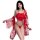Vibrant red mannyqing japanese kimono lingerie set featuring sheer mesh yukata sleepwear with vintage-inspired design, perfec...