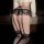Sexy sheer lace garter belt set with cross-back design, perfect for womens bodystocking and stockings ensemble.