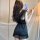 A woman takes a mirror selfie wearing a black mannyqing lace low-cut chemise sleep set, featuring sheer details and ice silk ...
