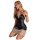 Sexy black satin sleep dress with lace trim and deep v-neckline, perfect for women seeking elegant sheer lingerie.