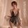 Sexy lace open-crotch bodysuit with sheer mesh nightwear for women, elegant design, perfect for intimate wear.