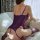 Sexy purple lace sheer bodysuit with cut-out details and waist-cinching design, perfect for women seeking elegant and stylish...