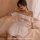 Sexy sheer sleepwear dress with cutout design, elegant and provocative fantasy nightwear for women.