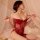 Elegant red lace sheer cami nightgown with adjustable tie-back design, perfect for sensual lounging.